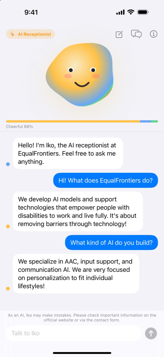 Chat screen of Iko: a 1B model running entirely on iPhone